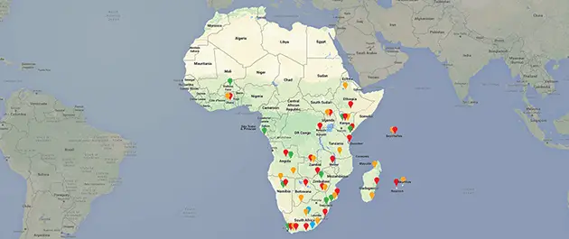 Online Business Directory Africa Map with Pins