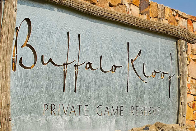 Entrance sign at Buffalo Kloof Private Game Reserve