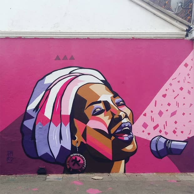 Street Art graffiti of a female hip hop artist in Johannesburg by Nardstar