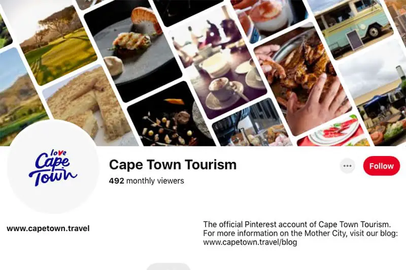 The Pinterest board of Cape Town Tourism