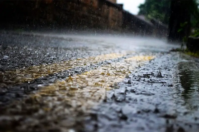raindrops on tarmac road
