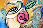 Abstract painting by Allen Gervais Comettant, Seychelles