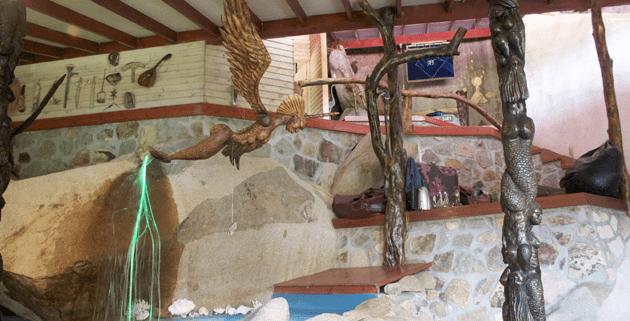 Interior view of Antonio Filippin's home in Mahe, Seychelles